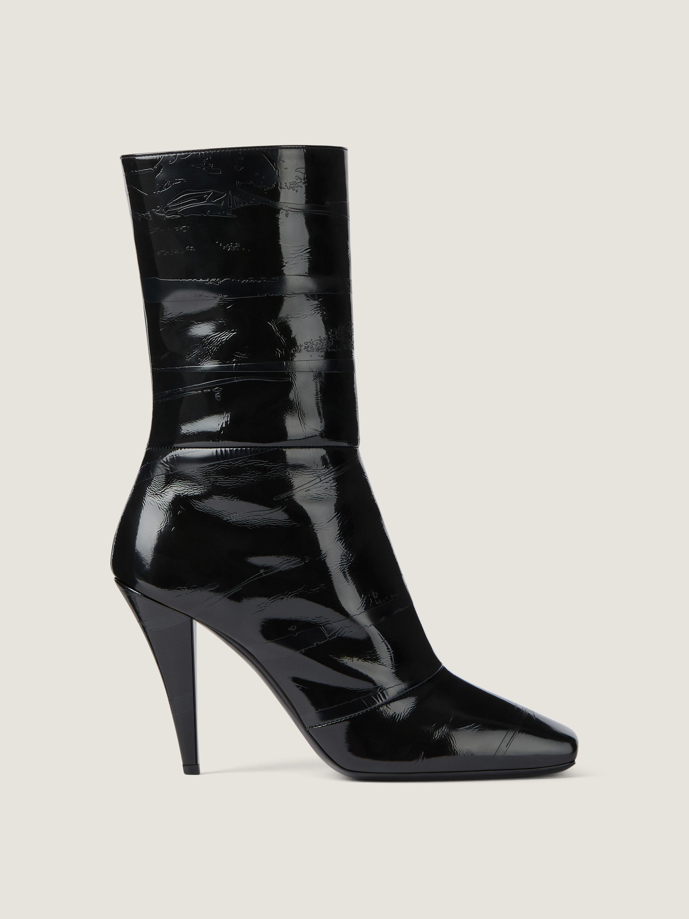 Sliced Square ankle boots in shiny leather